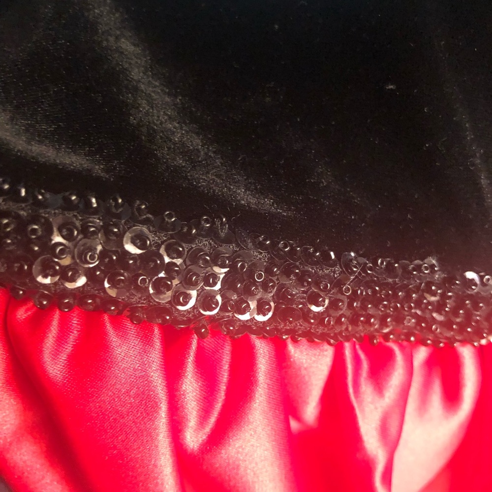 Rare Editions Black Velvet and Red Satin Lace Patterned Dress - Picture 3 of 7